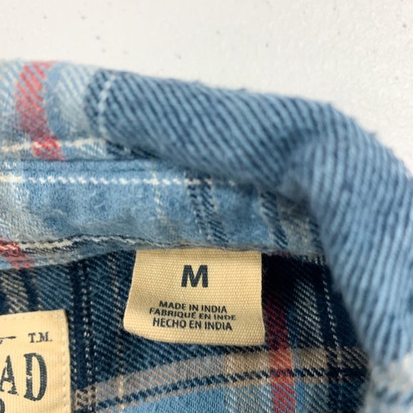 RedHead Flannel Shirt Mens Medium Blue Red Plaid Outdoor Hike Camp Fish Hunt - Picture 8 of 12